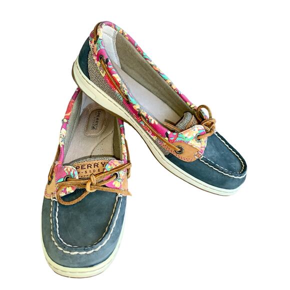 Sperry Boat Shoes US 7.5 Floral Angelfish STS91741 Topsider Loafers Slip On EUC - Picture 1 of 7